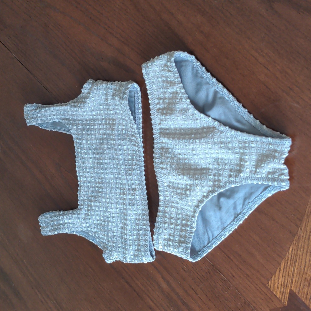 Konges Slojd Kids 7-8Y Two Piece Bathing Suit Gray Checkered Swimsuit Bikini